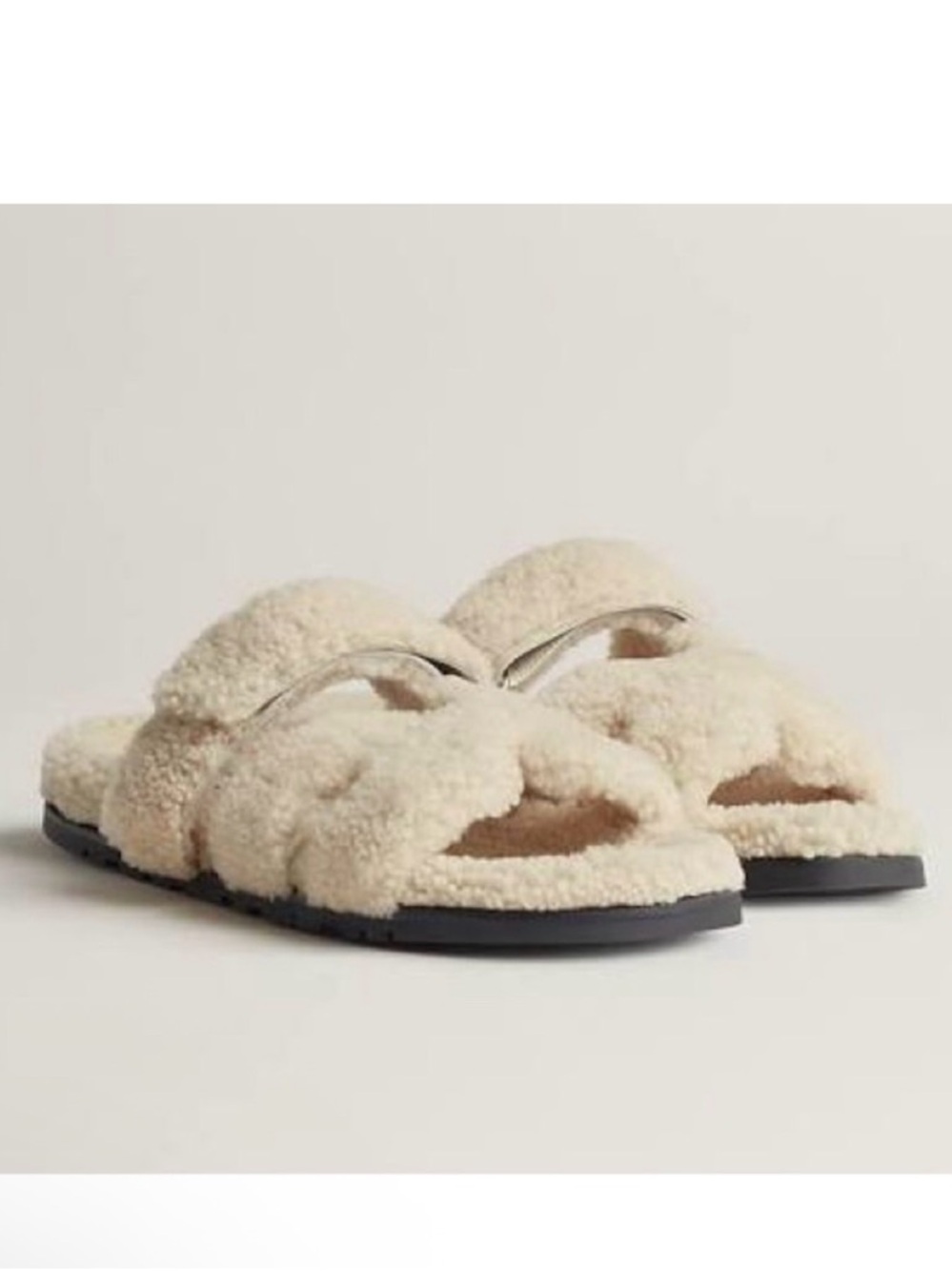 Hermes Chypre sandal-Shearling Slide Sandals - Size 40 EU